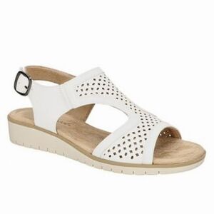 Easy Street Alba Comfort Slingback White Perforated Wedge Sandal Size 11